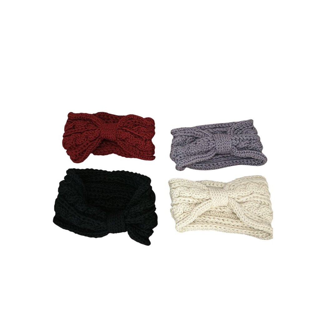 4‎ Pack Twist Knit Headbands Women One Size Acrylic Red/Black/Gray/White